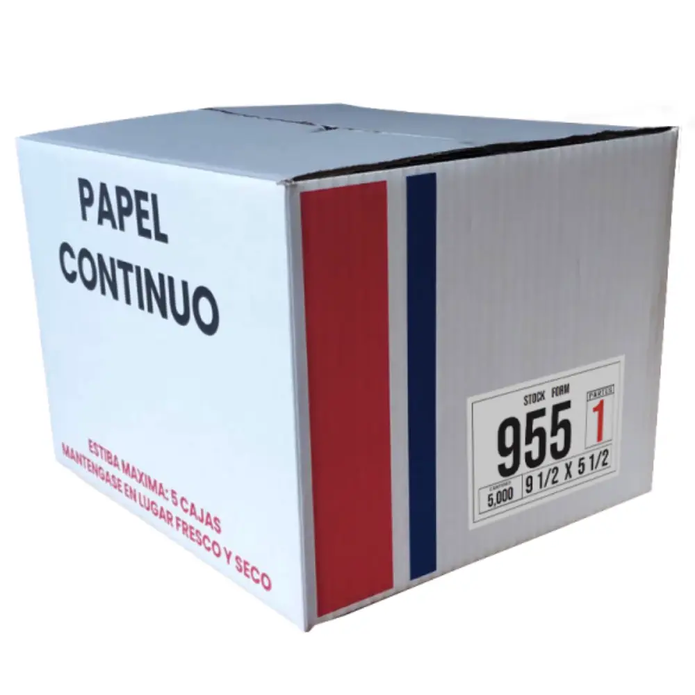Caja de papel Continuo 1_2 Carta 1 parte 5000 hojas 9 1_2 x 5 1_2