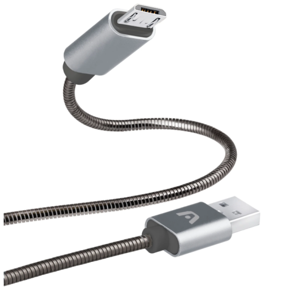 Cable Argom Tech Micro USB a USB 2.0 Metal 3.2pies/1Mt Gris ARG-CB-0026GR