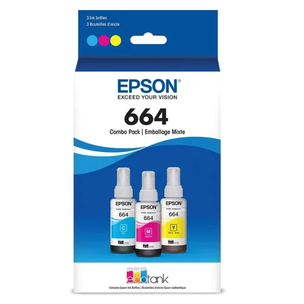 Kit de Tintas Original Epson T664 Colores (Cian,Magenta,Amarillo)