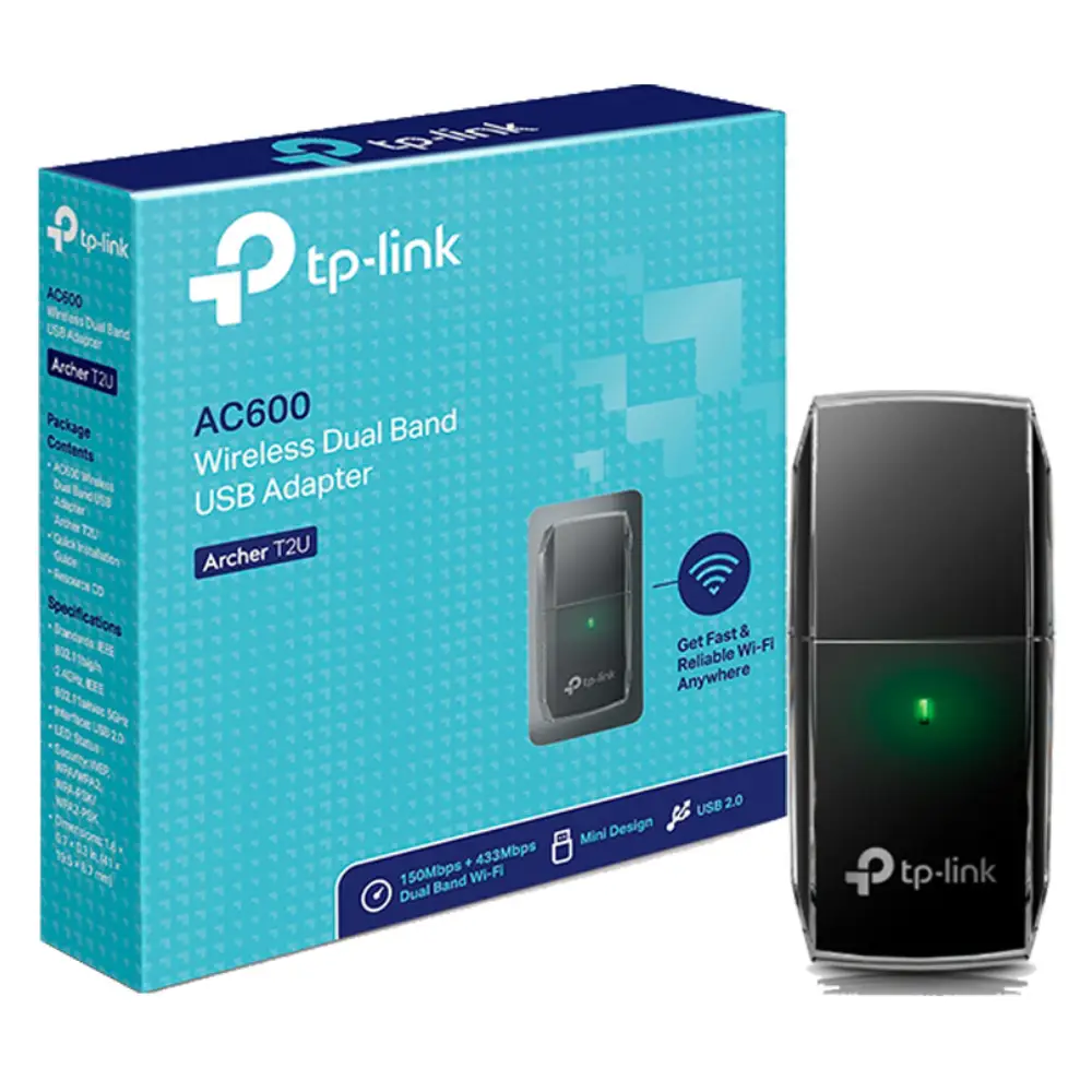 Adaptador de Red USB a Wi-Fi TP-Link T2U AC600 Doble Banda 600Mbps