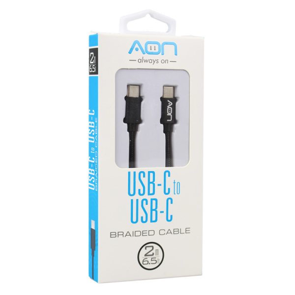 Cable USB-C a USB-C AON Argom Tech 2mts AO-CB-5010 Trenzado Negro (1)