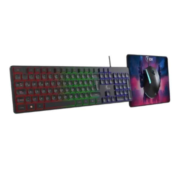 Hasha _ Combo para videojuegos teclado multimedia en español, mouse y alfombrilla XTK-535S