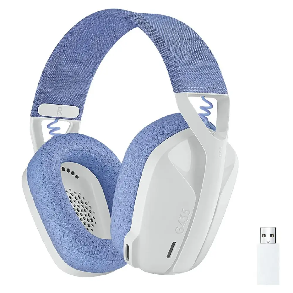 Logitech G435 LIGHTSPEED Wireless Gaming Headset inalámbrico Blanco Crudo Y Lila (1)