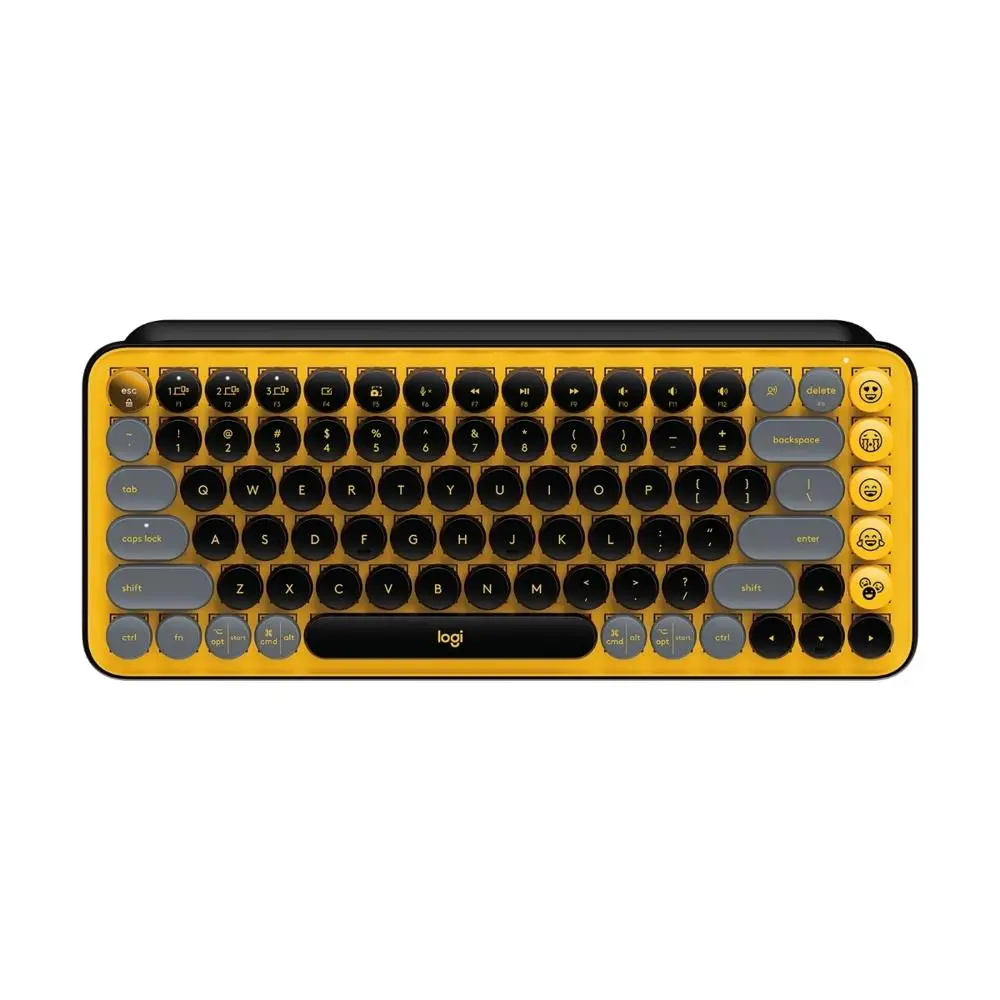 Teclado Logitech POP Keys Inalámbrico Con Bluetooth, USB, Color Amarillo_Negro (1)