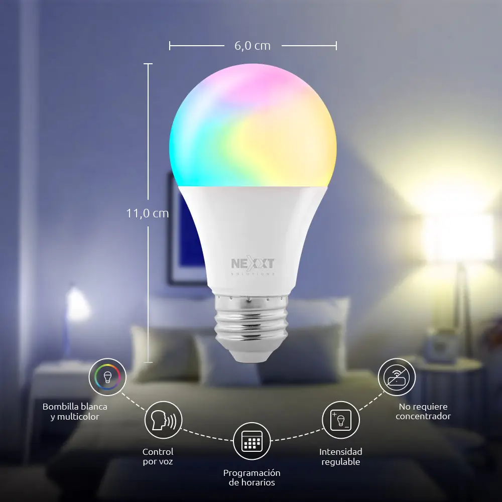 Bombilla LED inteligente Wi-Fi 110V – A19 – NHB-C110 2PK (3)