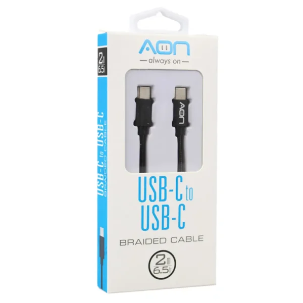 Cable USB-C a USB-C AON 2mts AO-CB-5010 Trenzado Negro