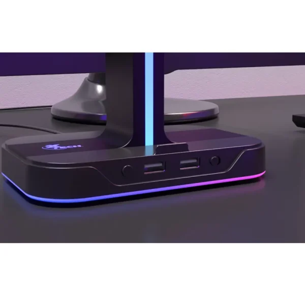 Yurei _Soporte doble para Auriculares con Luz RGB y 2 Puertos USB