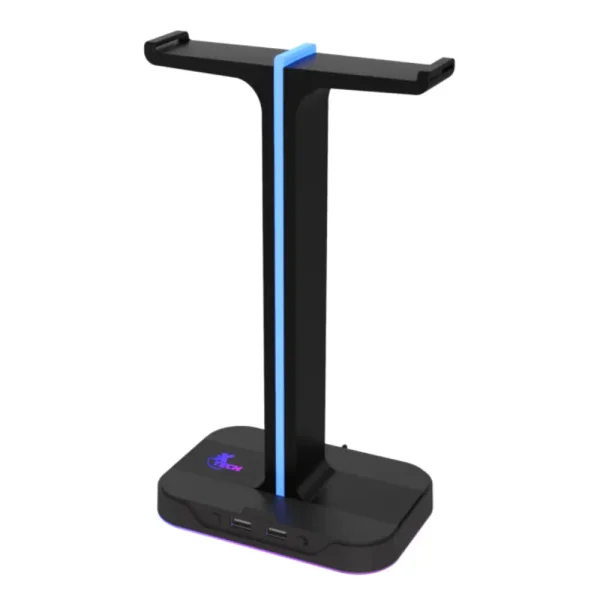 Yurei _Soporte doble para Auriculares con Luz RGB y 2 Puertos USB