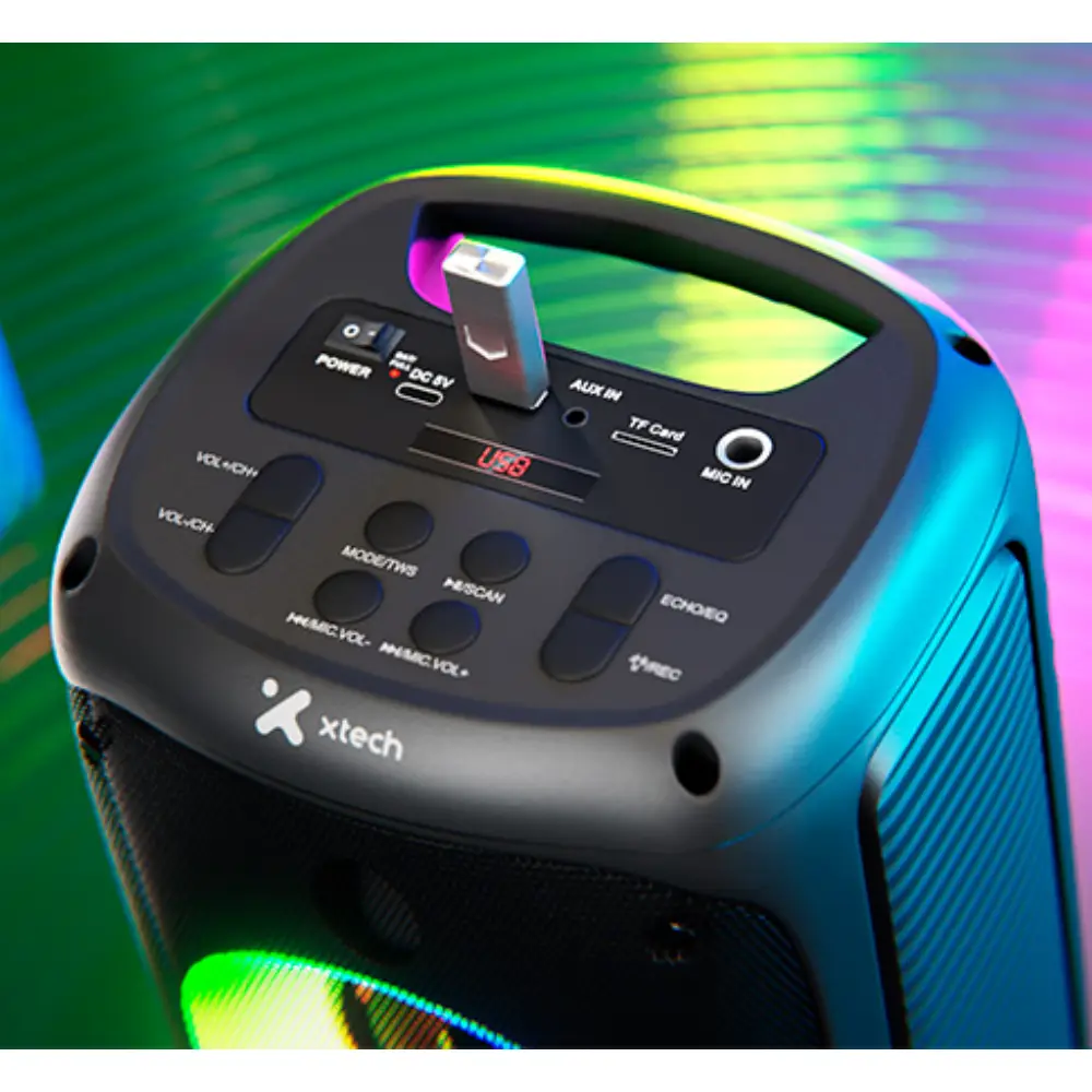 SonicBloom _ Parlante inalámbrico portátil con luces LED y micrófono XTS-661